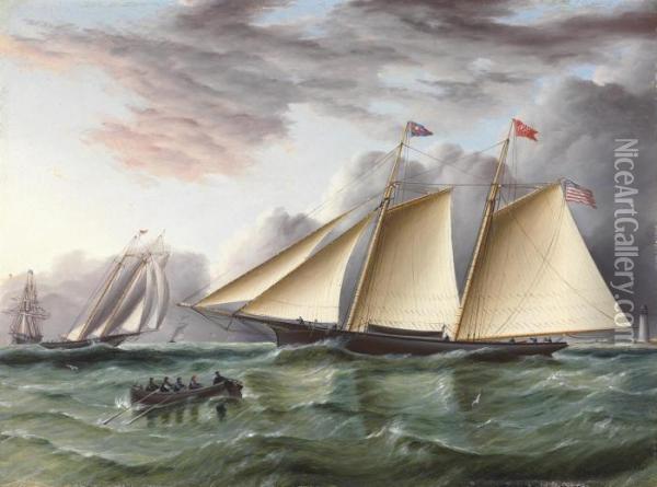 The New York Yacht Club's Schooner Oil Painting - James E. Buttersworth