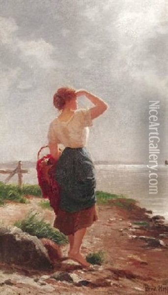 Bildnis Einer Jungen Frau An Der Ostseekuste Oil Painting - Ferdinand Theodor Hoppe