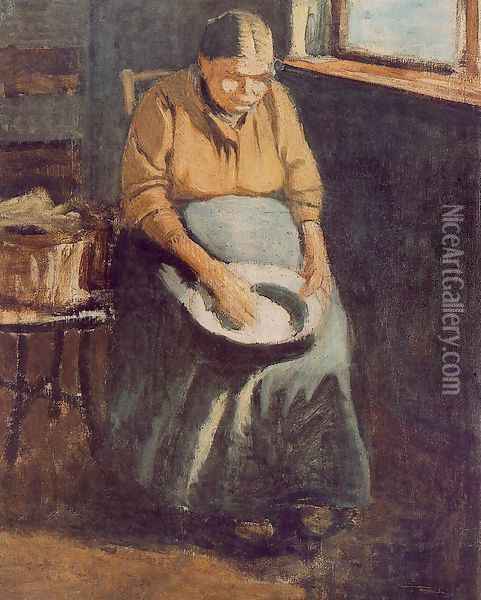 The Artists Mother Oil Painting - Janos Nagy Balogh