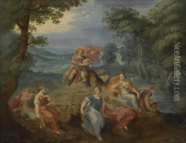 Apollo And The Nine Muses Oil Painting - Frans II Francken