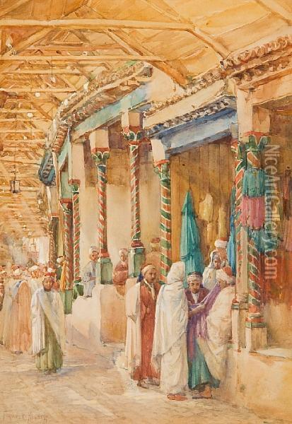 Shopping In Tunis Oil Painting - Frances E. Nesbitt
