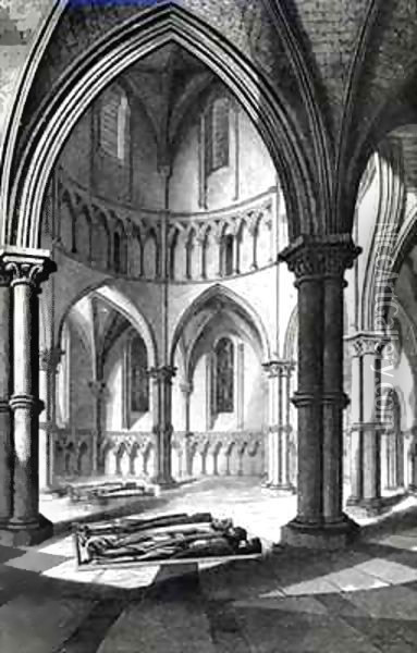 Interior of the Temple Church showing the effigies of the Knights Oil Painting - R.W. Billings