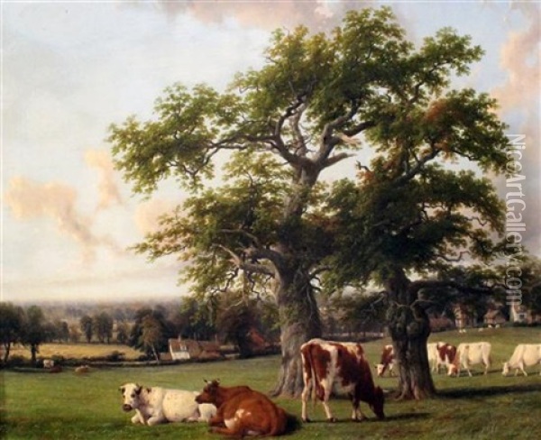 A Warwickshire Landscape Oil Painting - Thomas Baker