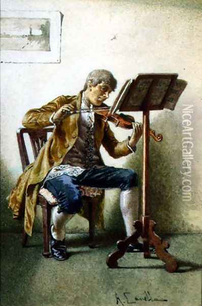 The Violinist Oil Painting - A. Canella