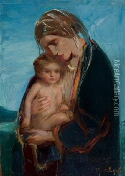 Madonna And Child Oil Painting - Laura Adeline Muntz