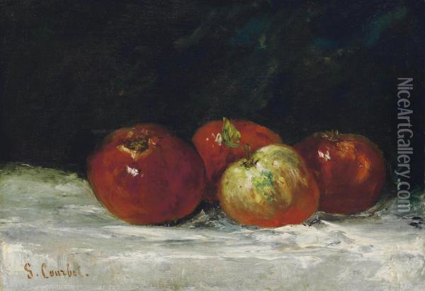 Pommes Rouges Oil Painting - Gustave Courbet