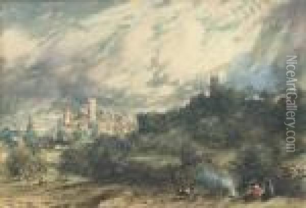 Warwick Castle From The Kenilworth Road, Warwickshire Oil Painting - John Constable
