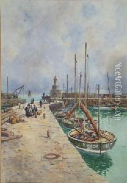 Fife Harbour Oil Painting - David Small