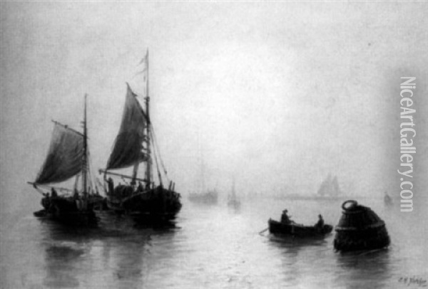 Fishing Boats In Calm Seas Oil Painting - Edward Henry Eugene Fletcher