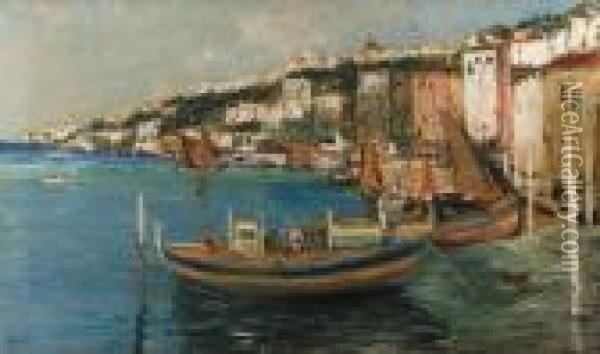 View Of The Bay Of Naples Oil Painting - James Kay