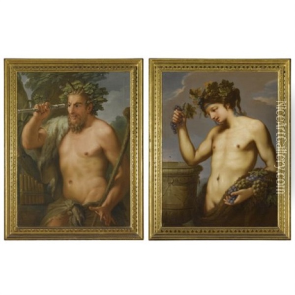 Pan (+ Bacchus; Pair) Oil Painting - Charles Lucy