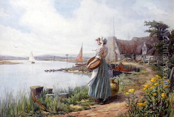 Waiting For The Ferry Oil Painting - William F. Ashburner