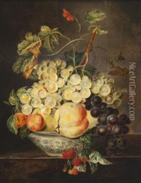 Still Life With Fruit Oil Painting - Petronella van Woensel