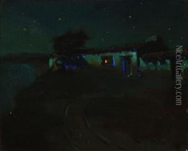 Old Customs House (monterey) Under Moonlight Oil Painting - Charles Rollo Peters