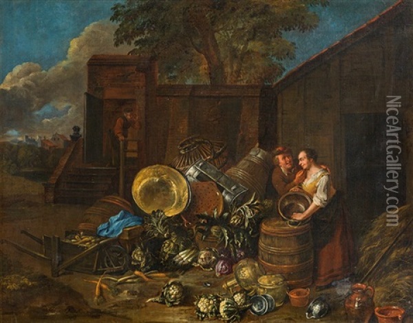 The Vegetable Sellers Oil Painting - Bernaert De Bridt