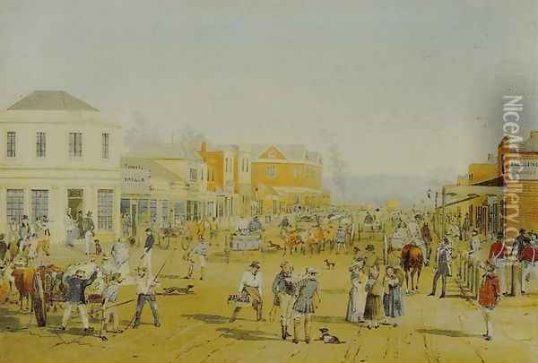 Rundle Street, Adelaide Oil Painting - Samuel Thomas Gill