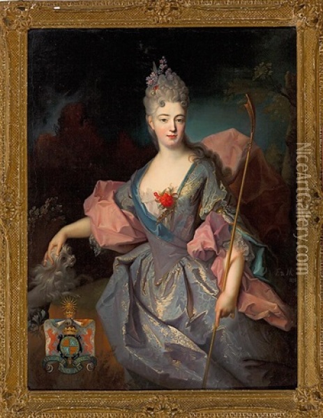 Retrato De Lady Mary Josephine Drummond, Condesa De Castelblanco (after Jean-baptiste Oudry) Oil Painting - Federico de Madrazo y Kuntz