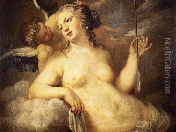 Venus And Cupid Oil Painting - Pietro (Libertino) Liberi