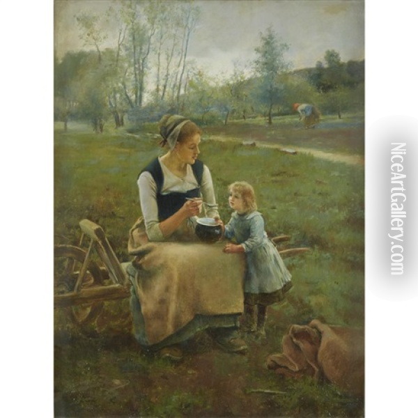 Mother And Child In The Fields Mother And Child In The Fields Oil Painting - Jose Jimenez y Aranda