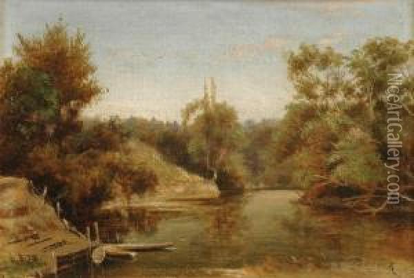 Yarra River Oil Painting - George Edward Peacock