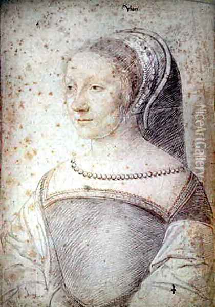 Gilberte (1521-?), daughter of Blaise de Rabutin, seigneur de Huban, c.1538 Oil Painting - (studio of) Clouet