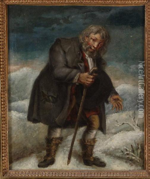 Figur Symboliserande Fattigdomen Oil Painting - Elias Martin