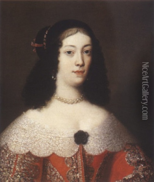 Portrait De Dame Portant Une Robe Rouge Oil Painting - Justus van (Verus ab) Egmont
