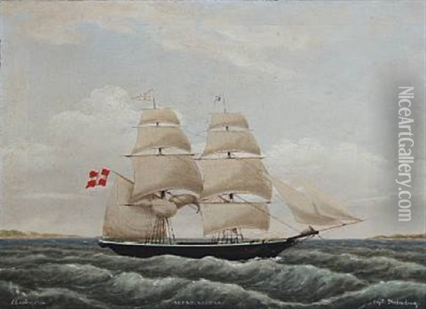 The Schooner Alert Of Assens Under The Command Of Captain Svinding Oil Painting - Jens Thielsen Locher