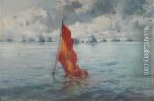 Batalla Naval De Cuba Oil Painting - Eliseu Meifren i Roig