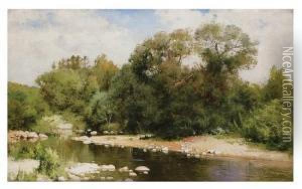 Forest Brook. Oil Painting - Andrei Nikolaevich Shilder