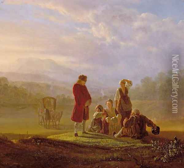 Voltaire Conversing with the Peasants in Ferney Oil Painting - Jean Huber