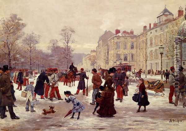 A Winter's Day Oil Painting - Leon Joseph Voirin