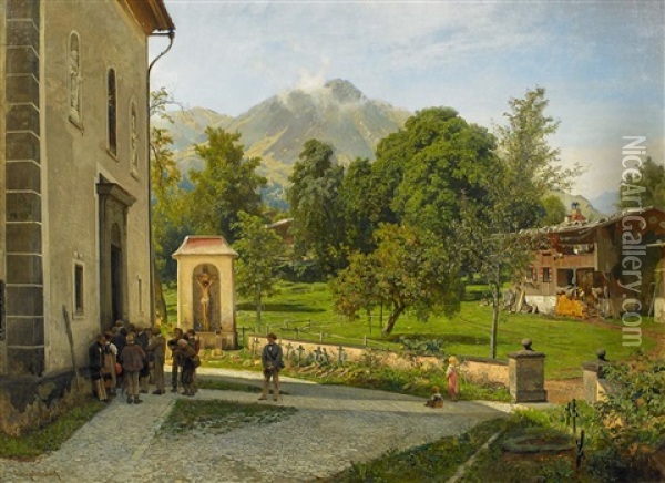 Sonntag In Sudtirol Oil Painting - Oswald Achenbach