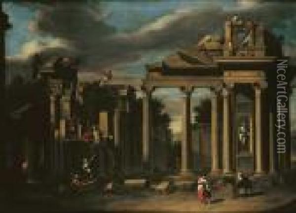 Caprice Architectural Oil Painting - (Giovanni Antonio Canal) Canaletto
