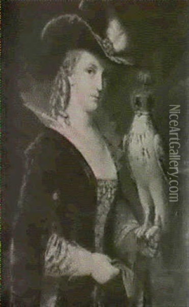Portrait Of A Lady With A Falcon Oil Painting - Friedrich Emil Klein