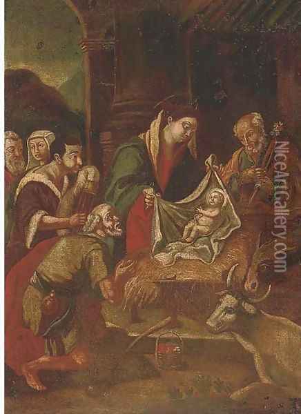 The Adoration of the Shepherds Oil Painting - Jacopo Bassano (Jacopo Da Ponte