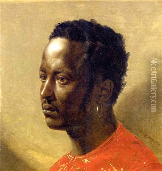 Portrait Of A Man In A Gold Embroidered Red Shirt Oil Painting - Vasili Petrovich Vereshchagin
