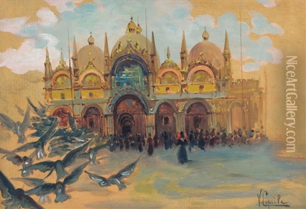 Piazza S. Marco, Venezia Oil Painting - Vincenzo Caprile
