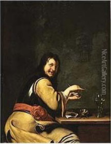 A Soldier Preparing A Pipe Oil Painting - Willem van Mieris