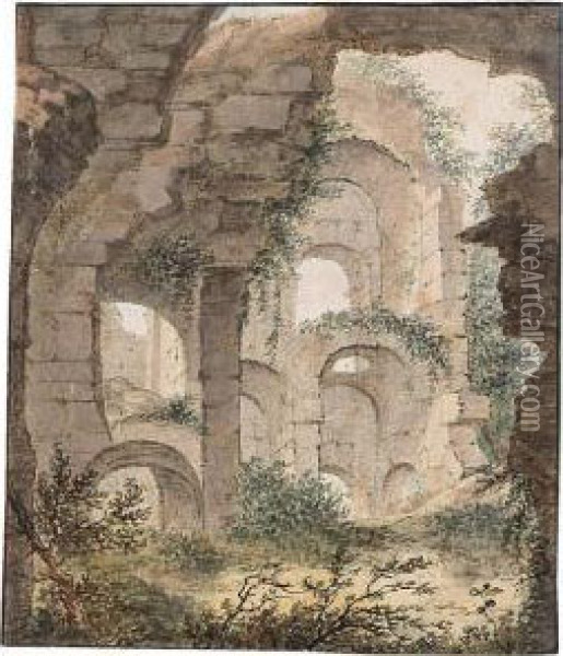 Roman Ruins Oil Painting - Theodoor Wilkens