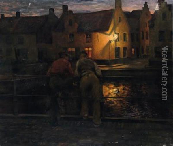 Kanallandschaft Bei Nacht Oil Painting - Paul Edmund Graf