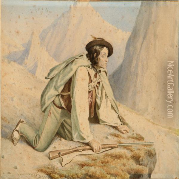 A Hunter Oil Painting - Gustaw Daniel Budkowski