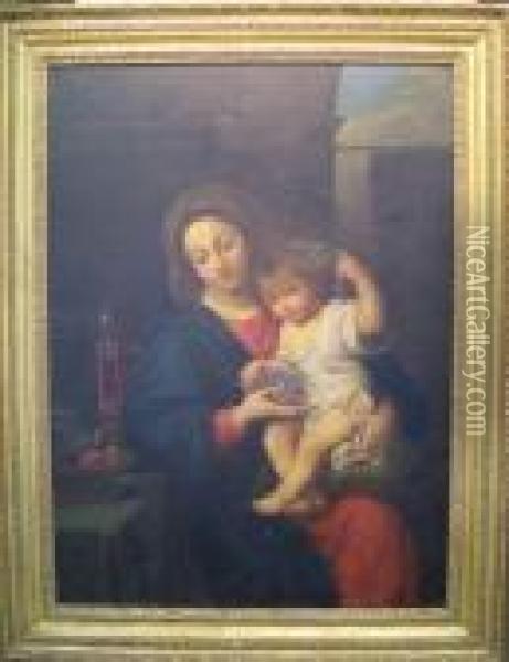 Madonna And Child Oil Painting - Pierre Le Romain I Mignard