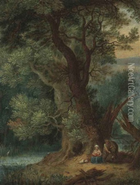 A Landscape With The Rest On The Flight To Egypt Oil Painting - Jan Brueghel the Elder