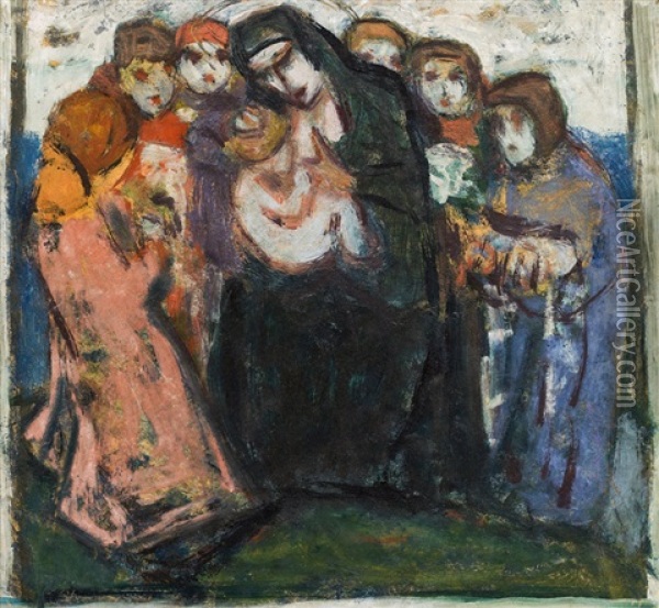 Madonna With Child Oil Painting - Artur Nikodem