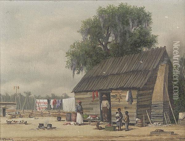 Cabin Scene Oil Painting - William Aiken Walker