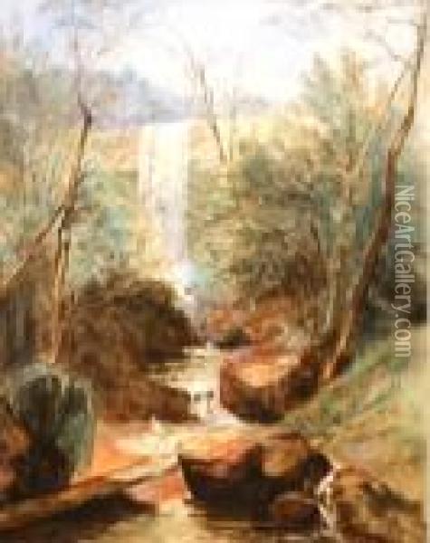 Waterfall Oil Painting - John Skinner Prout