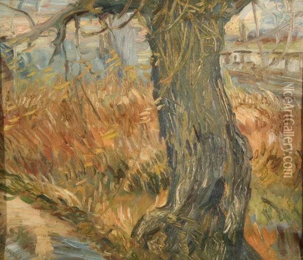 Tree By Theriver Oil Painting - Vincent Van Gogh