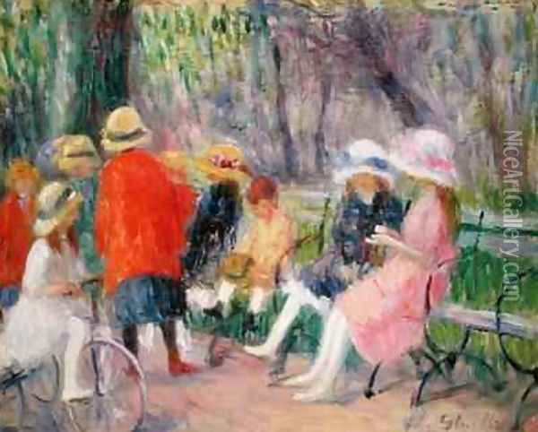 Children in the Park Oil Painting - William Glackens