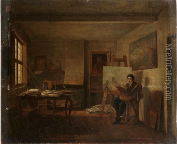 Autoportrait Au Tableau Oil Painting - Pierre Francois de Noter